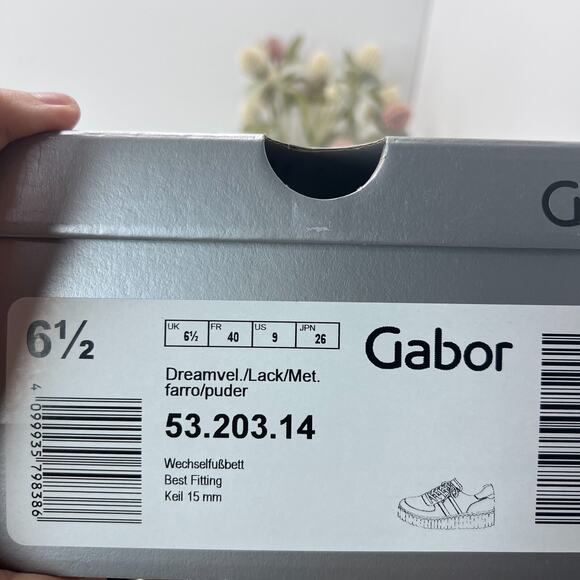 Gabor 53.203.14 Patent Leather/Suede Sneakers Lace-Up Metallic/Tan Women 9 NWB - Picture 13 of 13